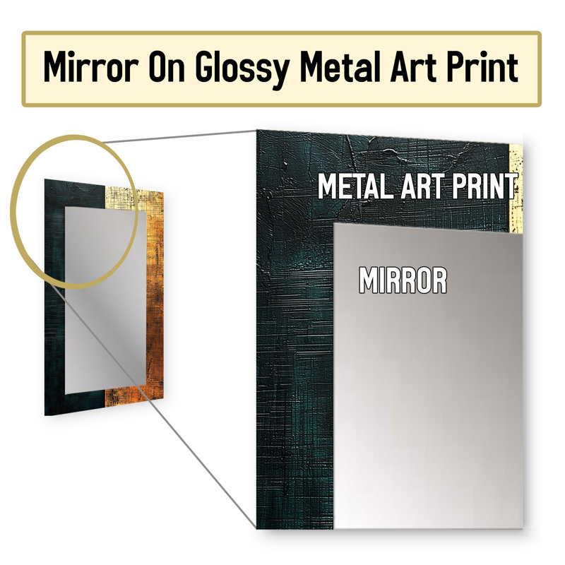Art géométrique, formes essentielles, miroir moderne, miroir mural doré unique, art imprimé en métal, 32 po x 24 po