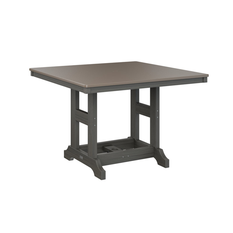 Table de bar carrée 44 po Berlin Gardens Garden Classic, Gris côtier, H 39,5 po x l 44 po x P 44 po, Bronze martelé