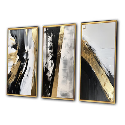 Bliss, minimalisme, peinture dorée et noire - Art abstrait