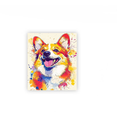 «Vibrant Corgi», art mural sur toile 20 po x 24 po