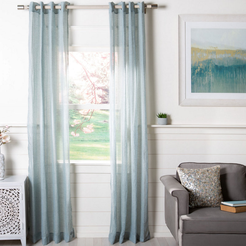 Richins Sheer Curtain Single Panel, Blue, 52" W x 96" L