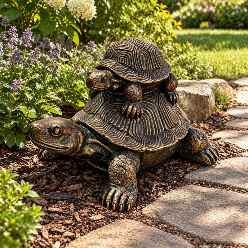 Stacked Tortoise Garden Sculpture