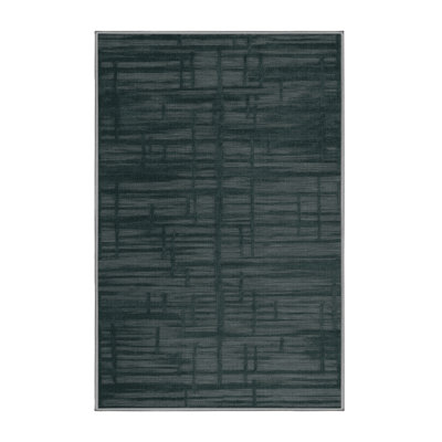 Machine Washable Abstract Gray Area Rug