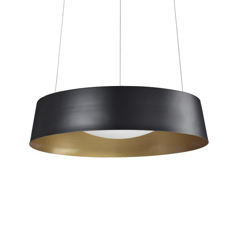 Luminaire suspendu tambour Sampson, Noir / doré