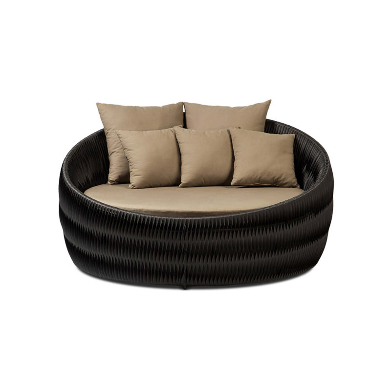 Verona 60'' Wide Reversible Powder Coated Aluminum Patio Daybed with Cushions, Black/White, Navy