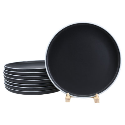Set of 8, Tempo Dinner Plates, 10.5", Onyx