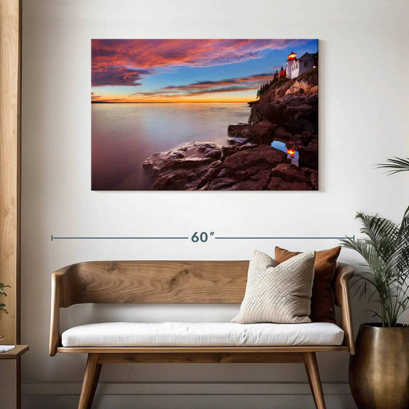 Gillard Bass Harbor Head Lighthouse Sunset, 30" H x 45" W