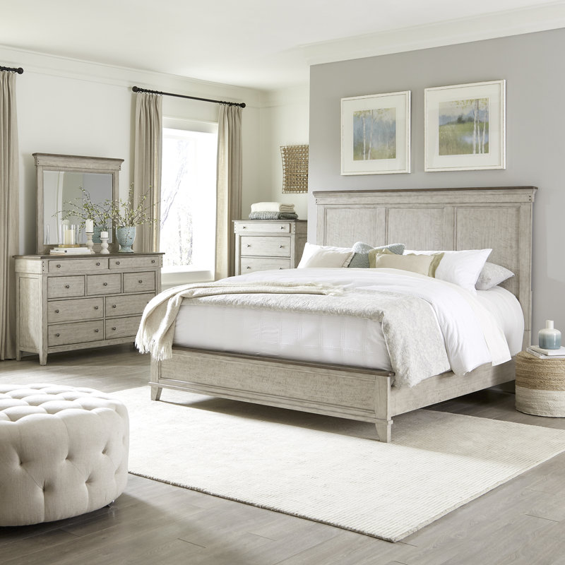 Cathleen Panel Bed, Dresser & Mirror, Chest Set, King