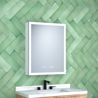 24 In. W X 30 H Silver Aluminum Right Medicine Cabinet With High - Definition Mirror, 3 Colour Selection, Rust Proof Metal Cabinet, Auto Sensing Top Rectangular Recessed/Surface Mount Density Water
