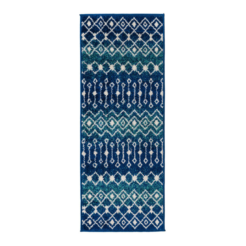 Somerville Geometric Indoor Rug, Runner 2' x 5'3", Blue/Navy