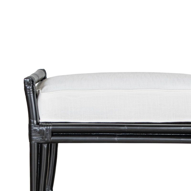 Banc rembourré Malacca, Noir satiné