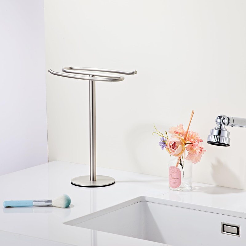 13 Inch Free-Standing Towel Rack, Brushed Nickel