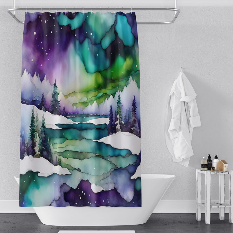 Rideau de douche abstrait, H 93 po x l 70 po, Wavy Landscape