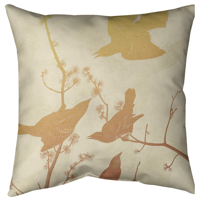 Housse de coussin en coton Winged Starling, 18 po x 18 po, Jaune / dégradé orange, Polyester filé