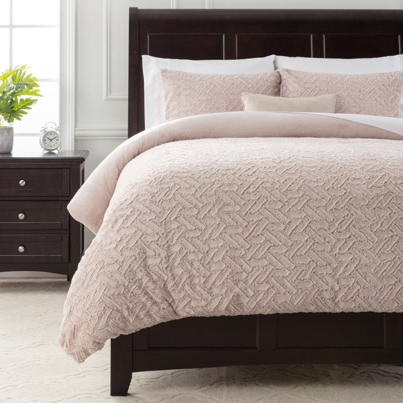 Chanasya Soft Cloud Duvet Microfiber Reversible 3 Piece Duvet Cover Set, Pink, Queen Duvet Cover + 2 Standard Pillowcases