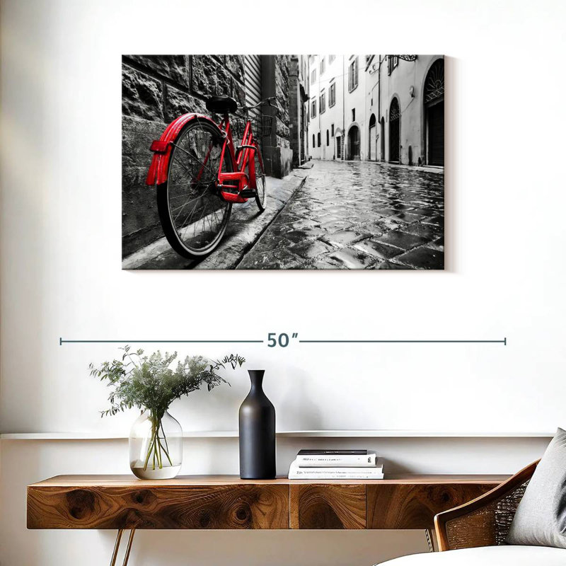 Rouge bicyclette, H 24 po x l 36 po