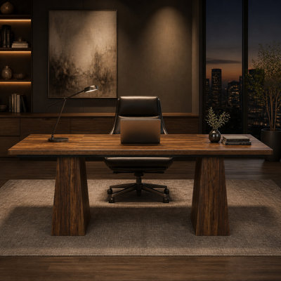 63" Executive Home Office Desk with Double Pedestal Base