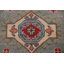 Tapis de couloir unique en laine noué à la main 2 pi 8 po x 9 pi 9 po nouvel âge bleu / rouge / gris