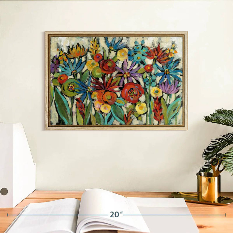 Confettis floraux, Cadre flottant en bois naturel, 13 po x 9 po
