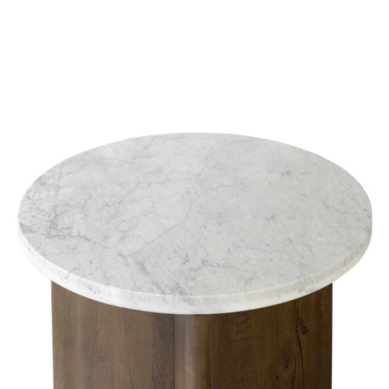 toli End Table - Italian White Marble, Italian White Marble/Rustic Fawn