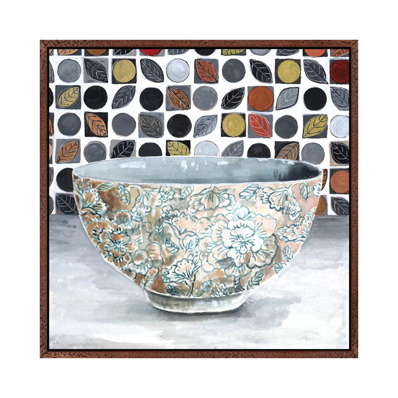 Rice Bowl 1 Piece Painting on Canvas, 66.04 cm H x 66.04 cm W, Classic Brown Wood Framed