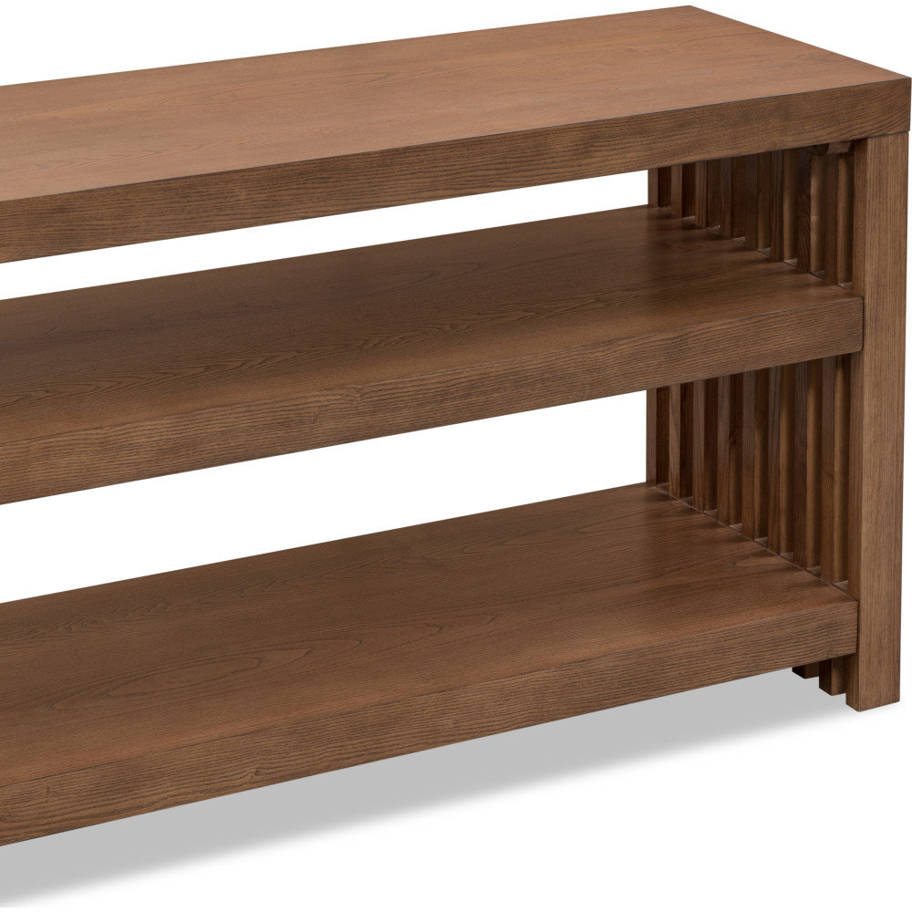 Finnian 64" Console Table, Dark Brown Wood