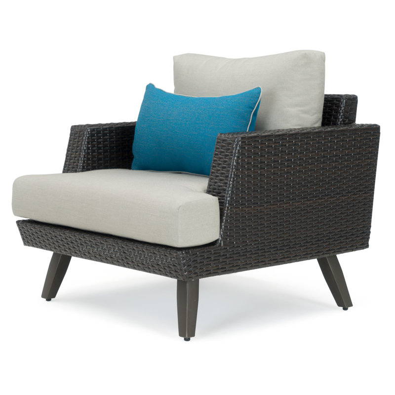 Ehrenfried Outdoor 4 - Piece Conversation Set, Brown Frame/Sunbrella Dove Gray Cushion