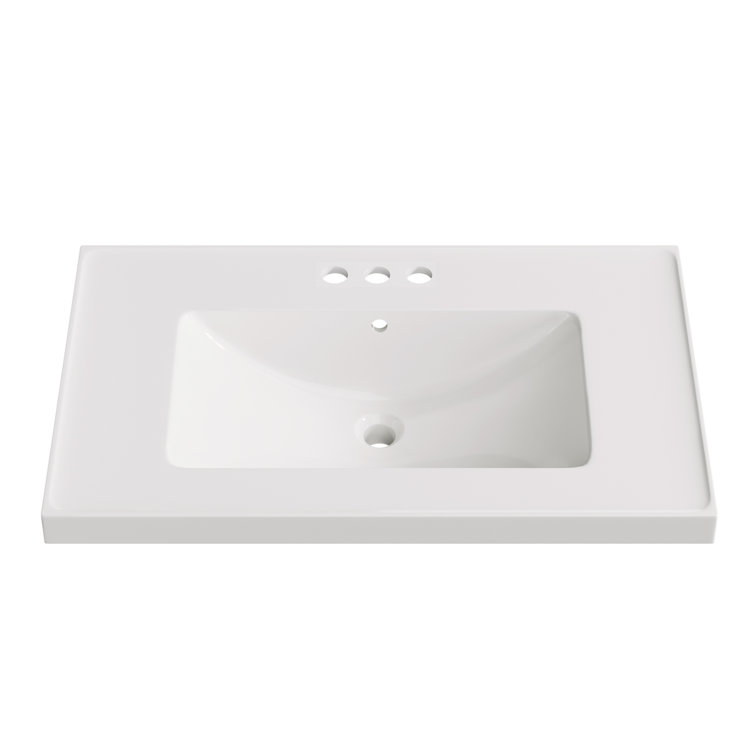 Adeyne 30.38'' Resin Single Vanity Top with Sink and 3 Faucet Holes
