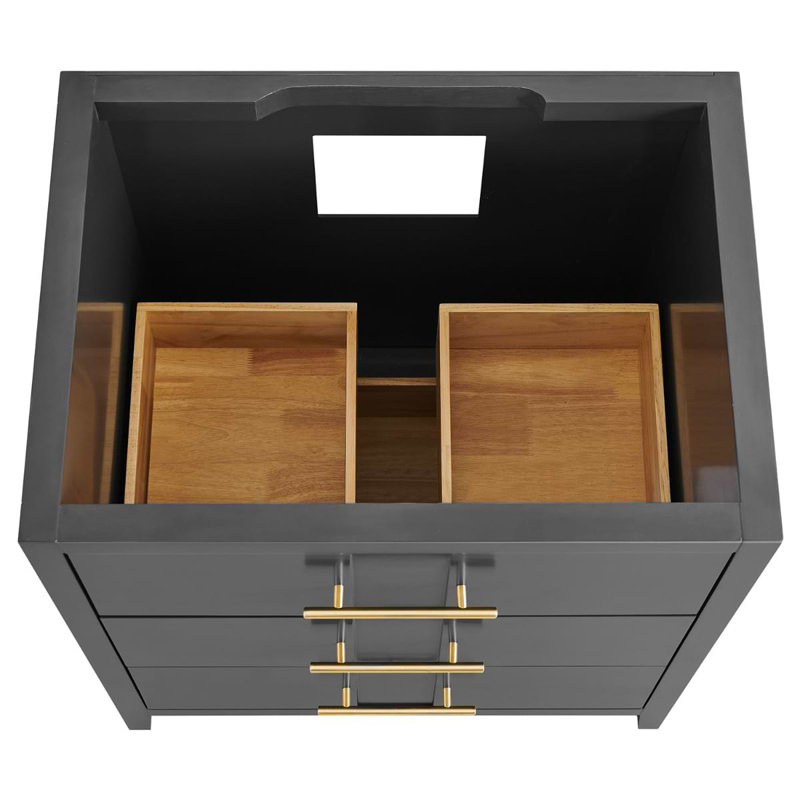 Iconic 30" Freestanding Standard Single Bathroom Vanity with Top, Black, Gold