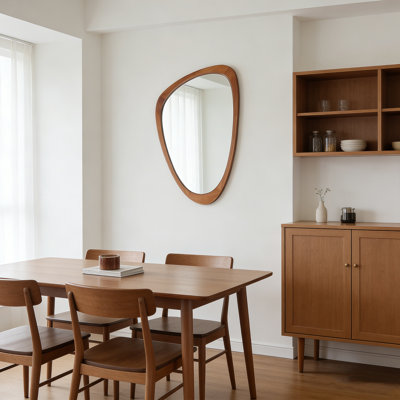 Irregular Solid Wood Frame Decorative Mirror,For Bedroom, Bathroom, Living Room, Entryway