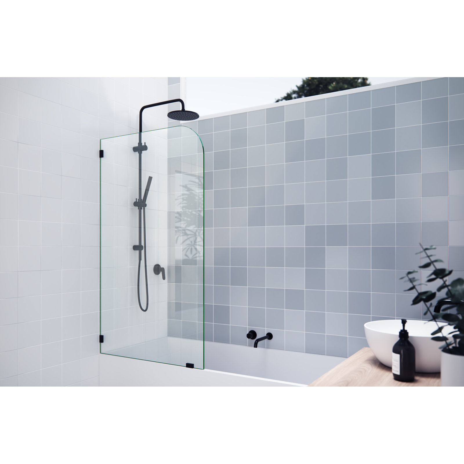 Solaris Frameless Fixed Radius Bath Panel, Oil Rubbed Bronze
