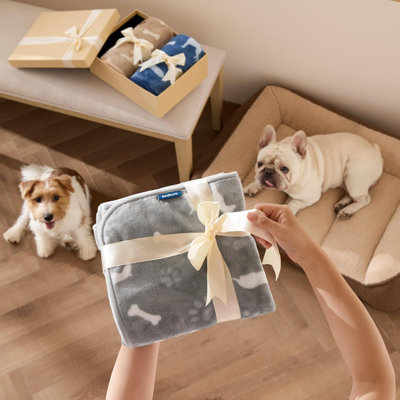 Literie 1 paquet de 3 couvertures pour animaux de compagnie, jetables en flanelle molletonnés super doux de qualité supérieure pour petits chiens, couverture imprimée pour chiot chat