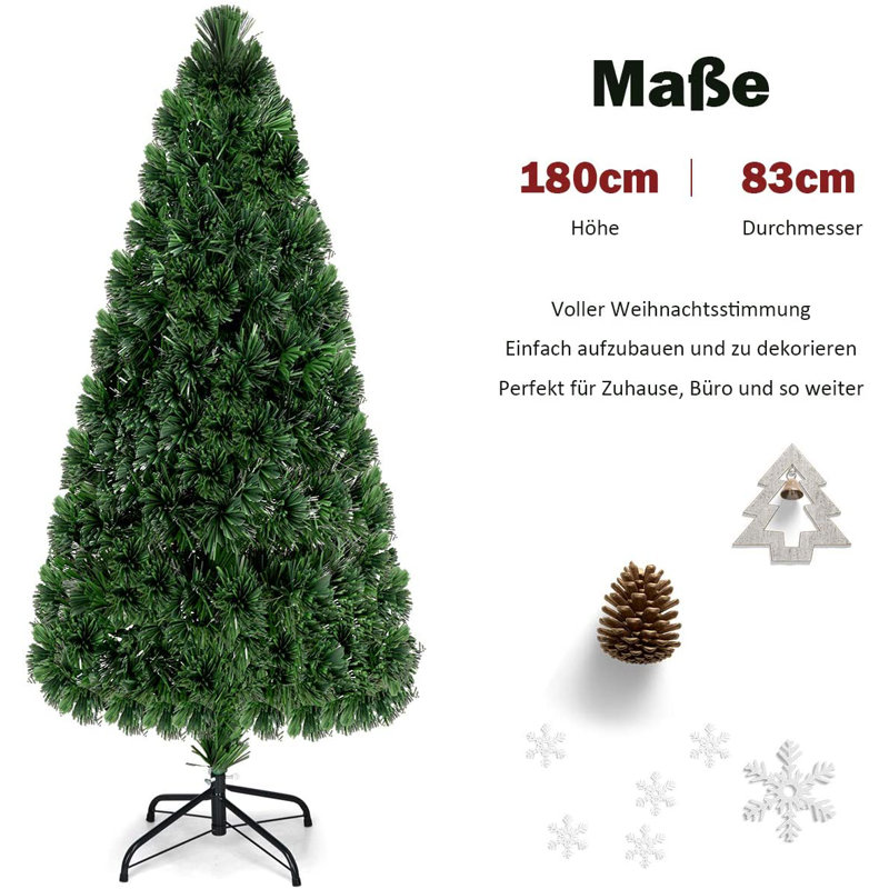 Lighted Artificial Pine Christmas Tree, 180cm H x 83cm W x 83cm D