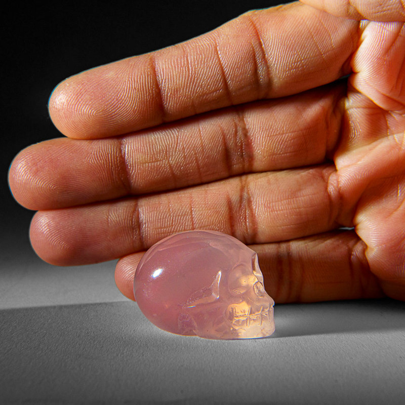 Genuine Polished Rose Quartz Skull Carving
