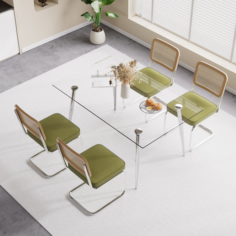 Ensemble de salle à manger rectangulaire, 5, Vert / Argent