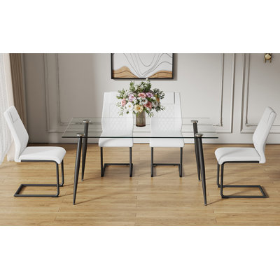 5 Pcs Dining Table Set,Rectangular Table With 4 Chairs -  Corrigan StudioÂ®, A522DF6E10374429B6E8BDAFEB6FA7E2