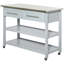 Sturdy Kitchen Island with Stainless Steel Top, Ample Storage, and 2-Tier Open Shelves for Enhanced Organization and Functionality.