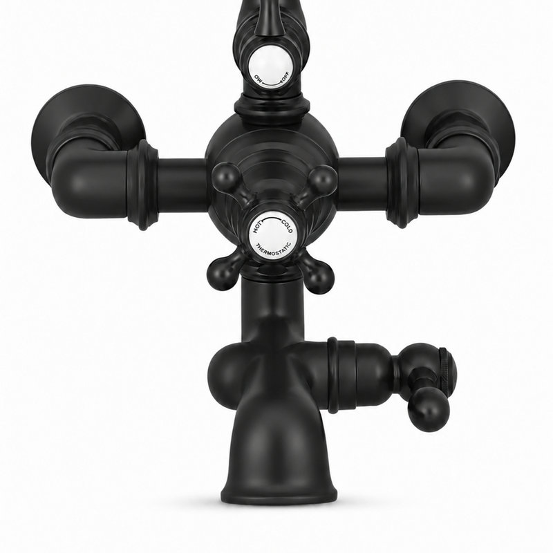 Système de douche thermostatique avec bec de baignoire (P1089) par Strom Living, Bronze frotté à l'huile