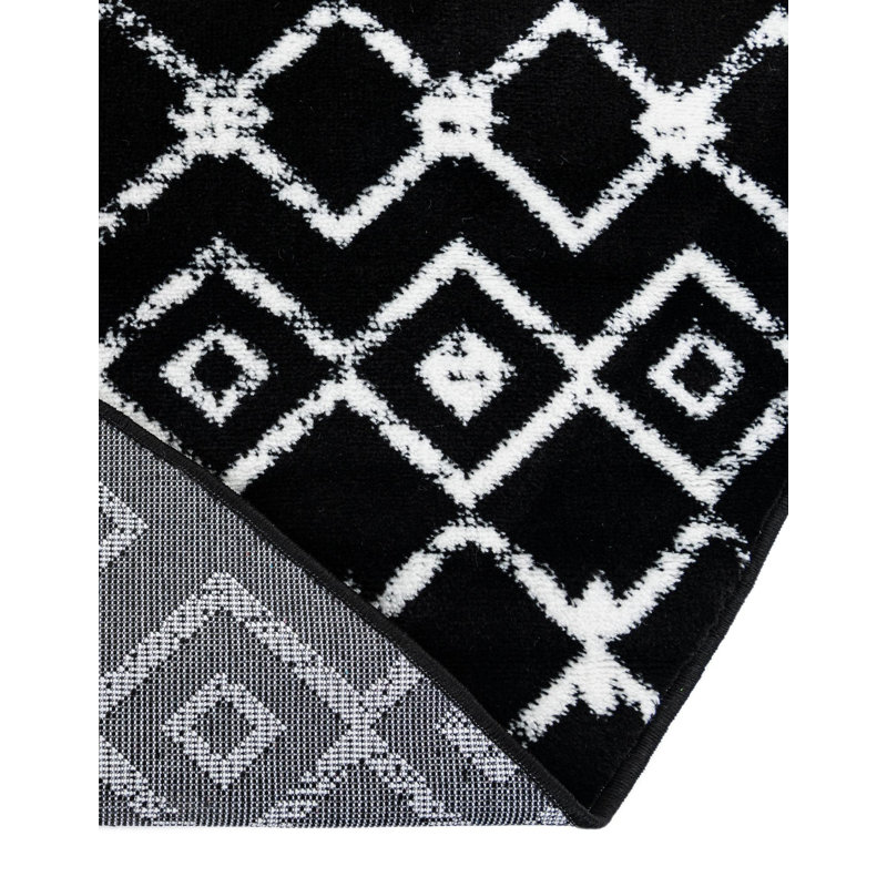 Selim Geometric Black Area Rug, Round 10'