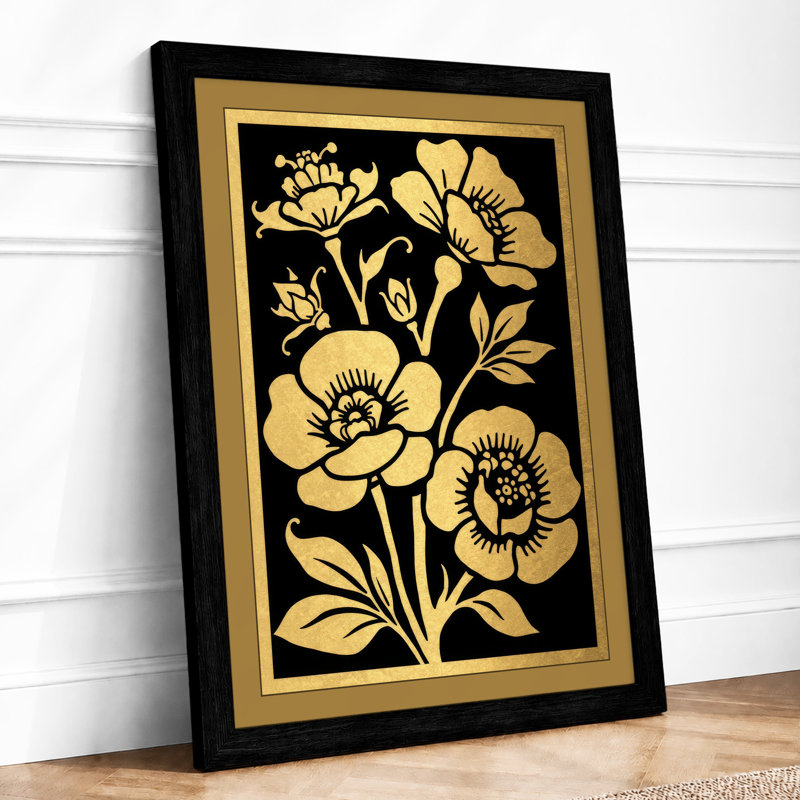 Gilded Study Botanical - Framed Print, A2 - 59.4 x 42.0 cm, Black