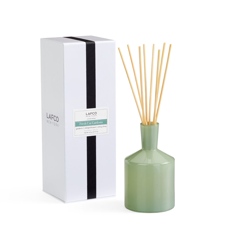 Diffuseur roseau, H 5,5 po x l 3 po x P 3 po, Vert, Gardénia fraîchement coupée