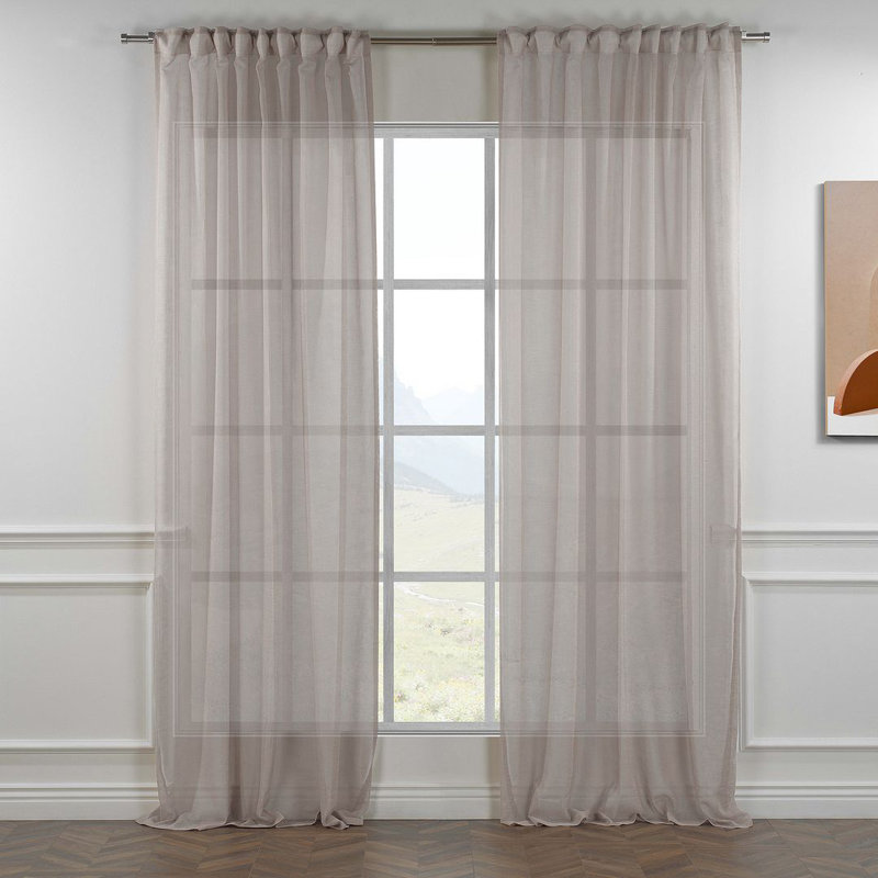 Panneaux de rideaux extra-longs transparents, L 52 po x L 95 po, Beige