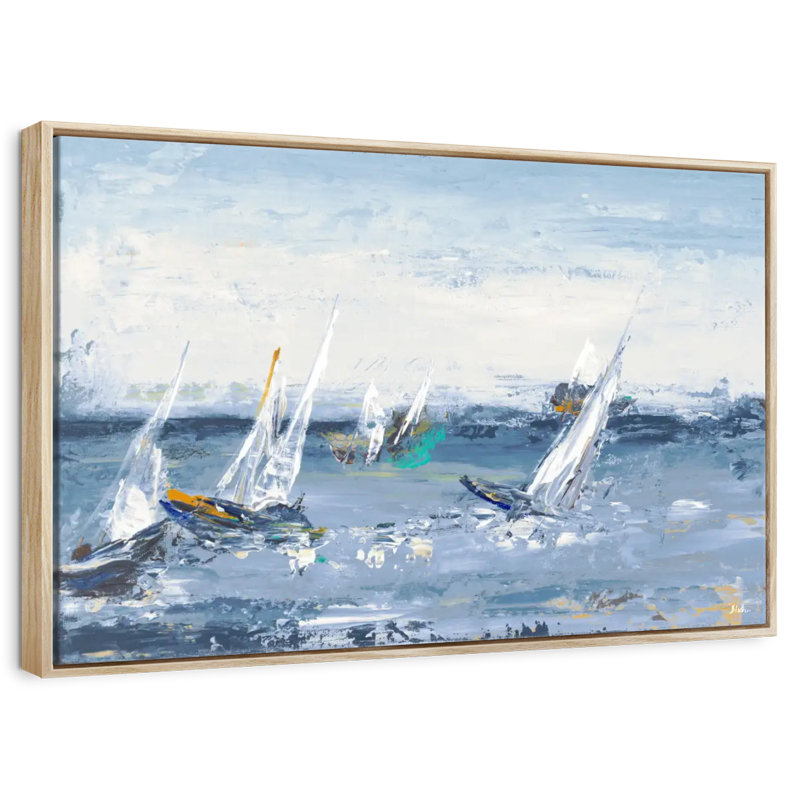 Blue Water Adventure I, Cadre flottant en bois naturel, 31 po x 21 po