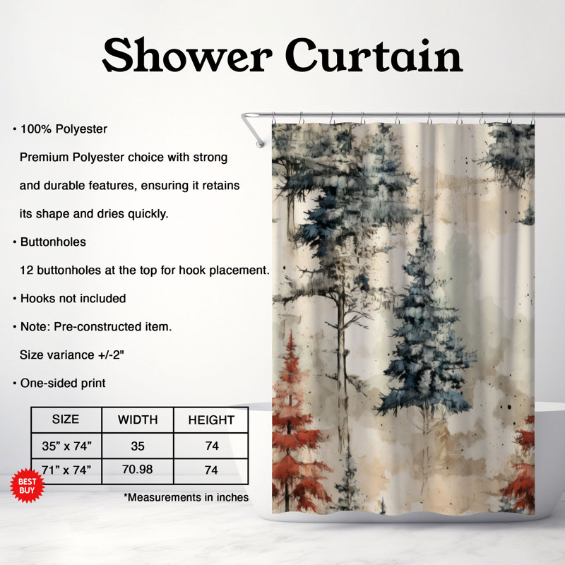 Winter Tree Scenes - Premium Shower Curtain, 74"H x 71"W