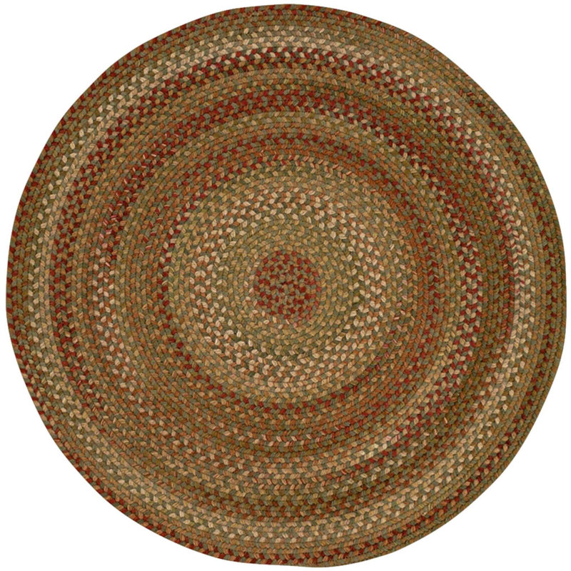 Michal Gladys Braided Striped Red/Brown/Green Area Rug, Round 7'6"