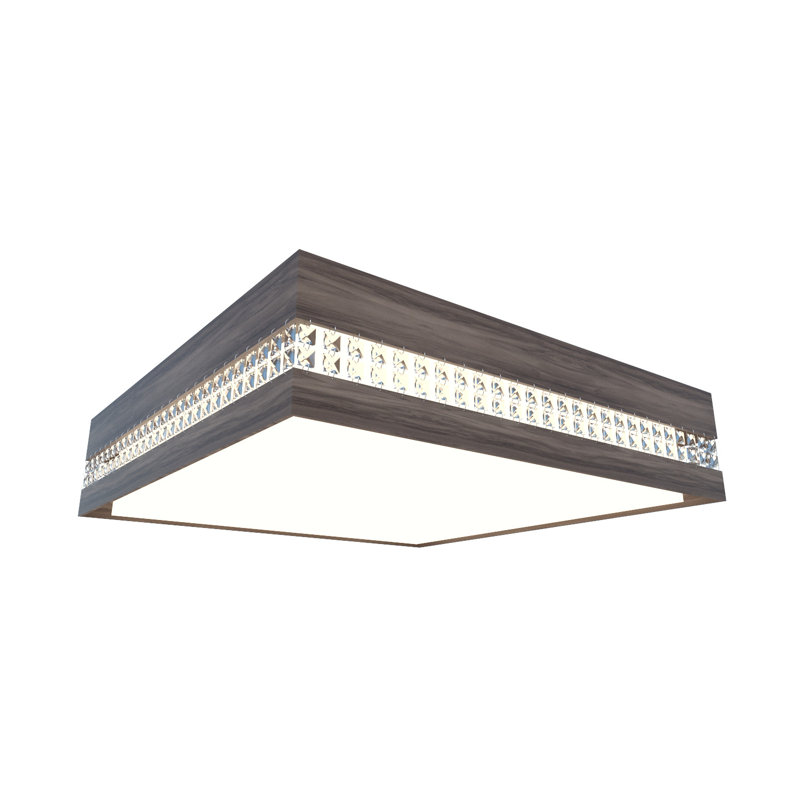 Cristais 1 - Light LED Flush Mount, 5.85" H x 21.45" W x 21.45" D, American Walnut