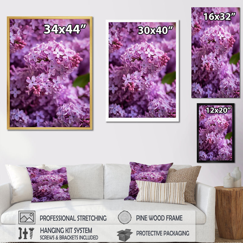 «Lilac mauve», reproduction sur toile, Cadre simple blanc, H 32 po x l 16 po x P 1 po