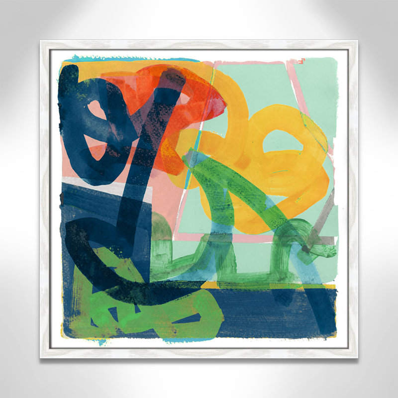 «Dwyer Link» par Cartissi - peinture encadrée, Cadre blanc, H 23,5 po x l 23,5 po x P 0,75 po