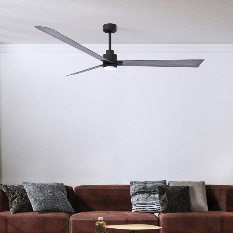 Ventilateur de plafond Alessandra, Ton bois de grange, Noir mat, 72"