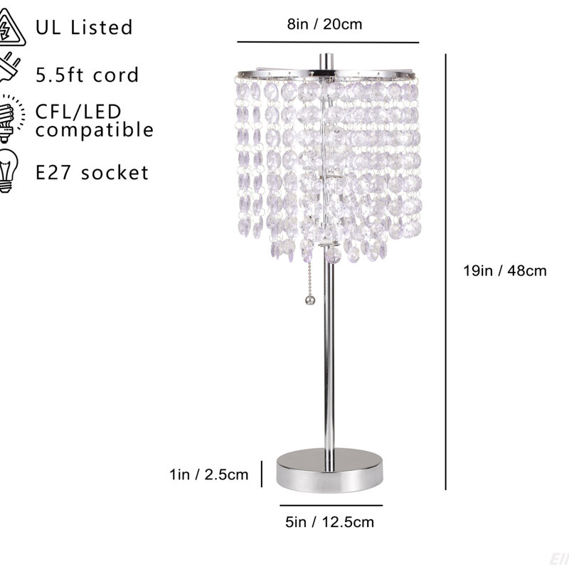 LAMPE DE TABLE EXTRAIRE 19 "EN CRISTAL DE 19" (1PC / CTN), touche élégante à cette charmante lampe 19 ", Chrome chrome